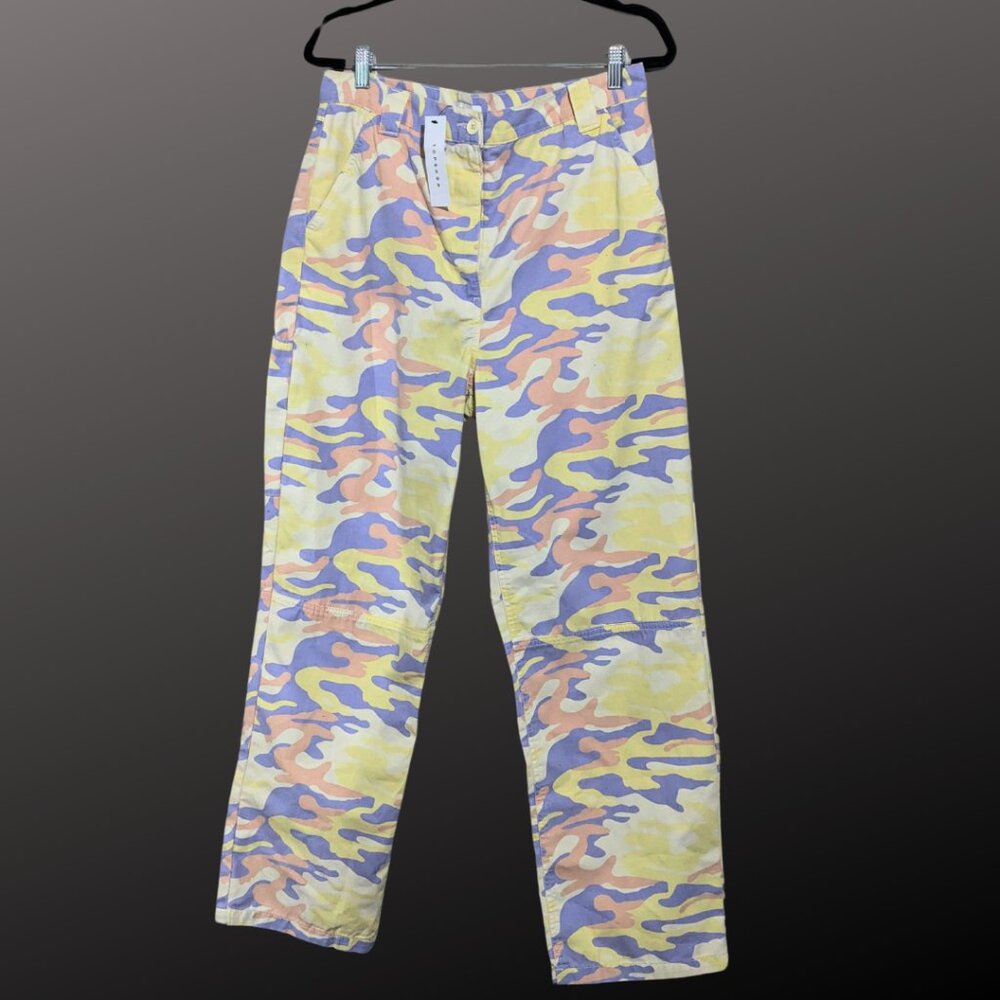 NWT Super Cute Topshop Pastel Camo Utility Cargo Pants US sz 12